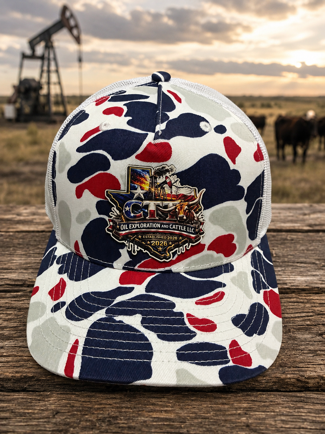 CTT Oil Exploration & Cattle LLC Patriot Camo Trucker Hat